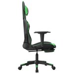 vidaXL Chaise de jeu de massage et repose-pied Noir et vert Similicuir
