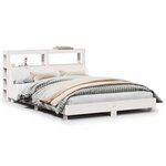 vidaXL Cadre de lit sans matelas blanc 135x190 cm bois de pin massif