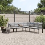 vidaXL Ensemble de banc de jardin avec coussins 4 Pièces noir