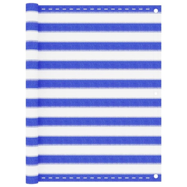 vidaXL Écran de balcon Bleu et blanc 120x400 cm PEHD