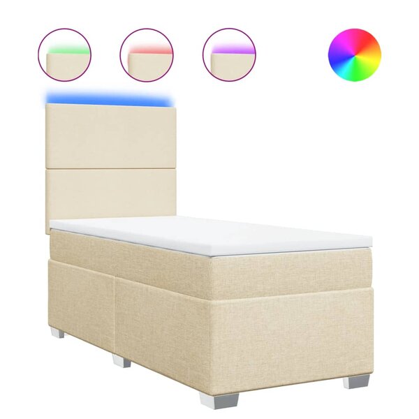 vidaXL Sommier à lattes de lit avec matelas Crème 90x200 cm Tissu