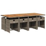 vidaXL Ensemble à manger de jardin 9 Pièces coussins gris résine tressée