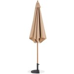 Parasol en bois rond et polyester 160g/m² - Arc 3 m - Beige taupe