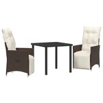 vidaXL Set de repas de jardin 3 pièces avec des coussins en poly rotin marron