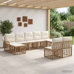 vidaXL Ensemble de canapés d'extérieur 9 Pièces Blanc Naturel et Crème