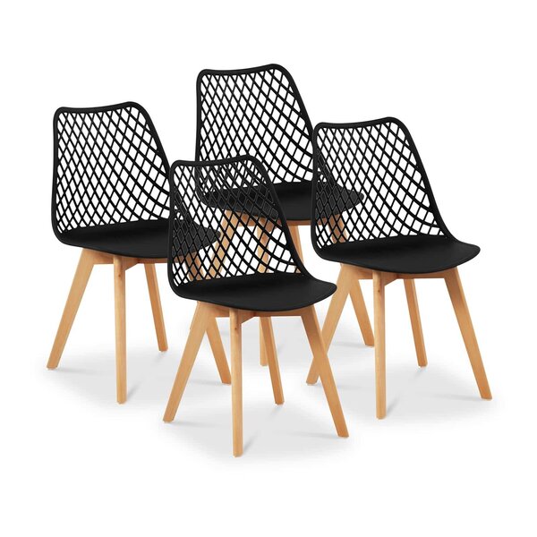 Lot de 4 chaises salon salle à manger restaurants  les cafés  les bureaux et les salles d'attente 150 kg max noir 14_0006012