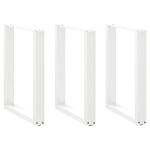 vidaXL Pieds de table à manger en U  3 pièces  blanc  70 x (72-73) cm  acier