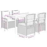 vidaXL Ensemble à manger de jardin 5 Pièces et coussins marron poly rotin