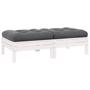 vidaXL Canapé 2 places de jardin et coussins Blanc Bois de pin solide