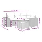 vidaXL Salon de jardin 5 Pièces avec coussins noir résine tressée