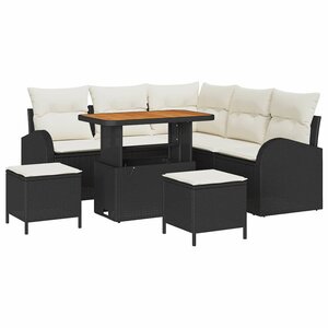 vidaXL Ensemble de canapé de jardin avec coussin 8 Pièces Noir et Crème