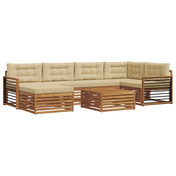 vidaXL Ensemble de canapés d'extérieur 7 Pièces Naturel et Beige