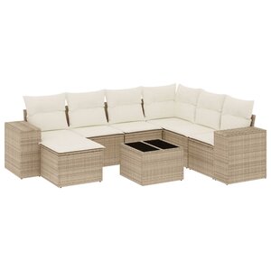 vidaXL Salon de jardin avec coussins 8 Pièces beige résine tressée