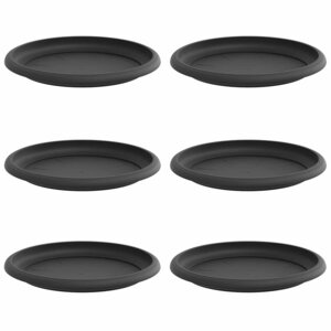 vidaXL Plateau à fleurs rond 6 pc Noir Ø 17 5 x 2 cm Plastique
