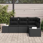 vidaXL Ensemble de canapé de jardin 4 Pièces Noir polyrotin