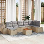 vidaXL Ensemble de canapé de jardin 8 Pièces Beige Poly rotin
