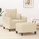 vidaXL Fauteuil avec repose-pied Crème 60 cm Tissu