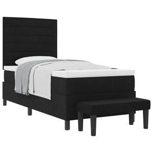 vidaXL Lit à ressorts avec tête de lit Noir 90 x 190 cm tissu