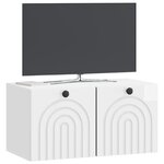 vidaXL Meuble TV mural Montage mural Blanc brillant 59 5 x 31 x 30 cm