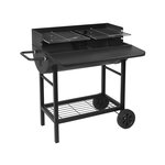 Barbecue charbon de bois 2 grilles alabama noir acier inoxydable