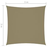 vidaXL Voile de parasol tissu oxford carré 3x3 m beige