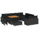 Ensemble de canapé de jardin de 13 pièces avec coussins noir en poly rotin