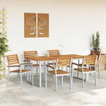 vidaXL Ensemble de salle à manger pour jardin 7 Pièces Gris et marron