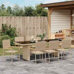 vidaXL Ensemble de salle à manger pour jardin 9 Pièces Beige Poly rotin