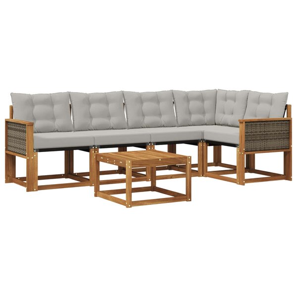 vidaXL Ensemble de canapés d'extérieur 6 pc Naturel et gris clair
