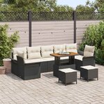 vidaXL Ensemble de canapé de jardin 10 Pièces Noir polyrotin
