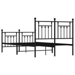 vidaXL Cadre de lit métal avec tête de lit/pied de lit noir 135x190 cm