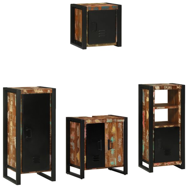 vidaXL Ensemble de mobilier de salle de bain avec étagère 4 Pièces
