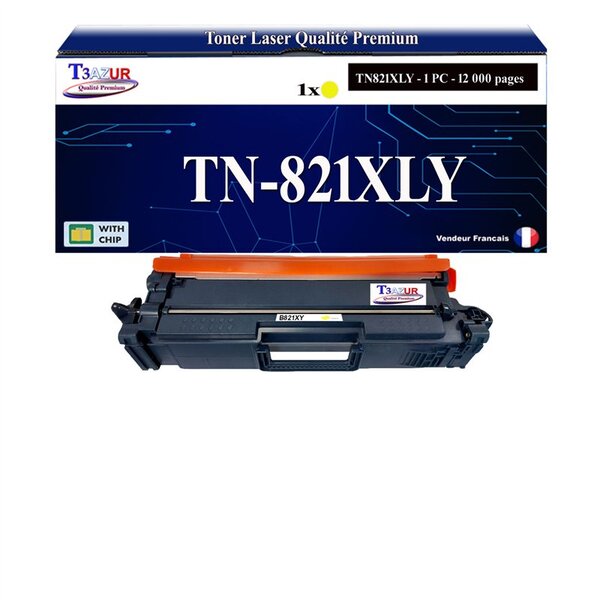T3AZUR- Toner compatible avec Brother TN 821 XXL pour Brother HL-L9430CDN  HL-L9470CDN  MFC-L9630CDN  MFC-L9670CDN Jaune
