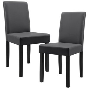 Lot de 2 chaises de salle à manger rembourrées avec pieds en bois massif housse en synthétique design gris foncé 90 x 37/42 x 48 cm 03_0002361