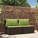 vidaXL Canapés centraux de jardin coussins 2Pièces marron résine tressée