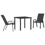 vidaXL Ensemble de salle à manger pour jardin 3 Pièces Noir