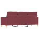 vidaXL Canapé à 3 places Rouge bordeaux 180 cm Tissu