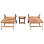 vidaXL Chaises longues lot de 2 avec table Bois de teck solide