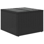 vidaXL Table de jardin dessus en verre noir 55x55x37 cm résine tressée