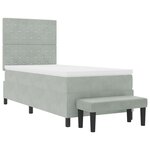 vidaXL Lit à Ressorts avec Matelas & Banc Gris Clair 90x200 cm Velours