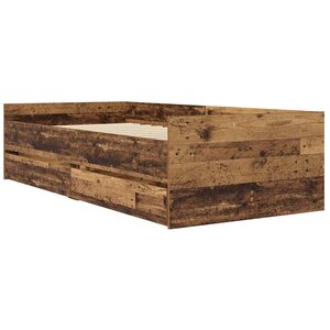 vidaXL Cadre de lit avec tiroir Bois Ancien 90 x 190 cm Pin massif