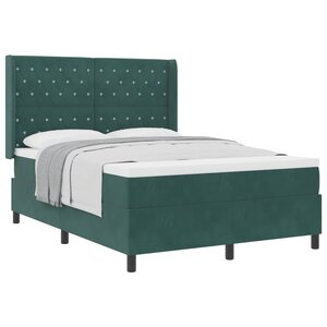 vidaXL Lit à ressorts avec matelas Vert foncé 140 x 200 cm Velours