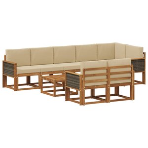 vidaXL Ensemble de canapés d'extérieur 9 pc Naturel et Beige Polyester