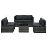 vidaXL Salon de jardin 5 Pièces avec coussins Résine tressée Gris