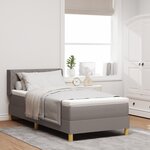 vidaXL Lit box avec matelas taupe  90 x 200 cm en tissu