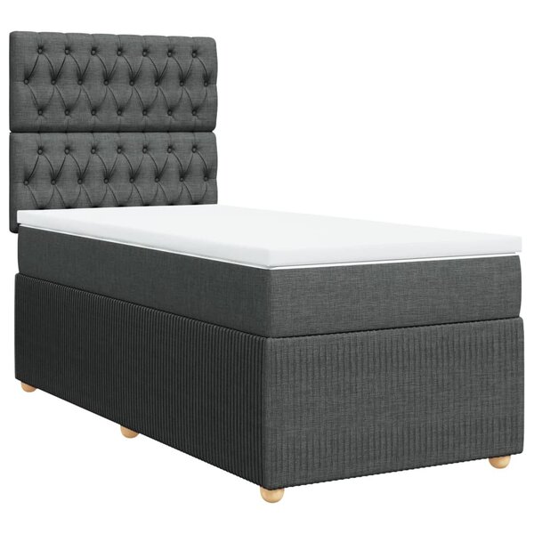 vidaXL Sommier à lattes de lit avec matelas Gris foncé 90x200 cm Tissu
