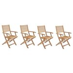Lot de 4 fauteuils de jardin pliants en eucalyptus FSC - 57 x 52 x H.90 cm