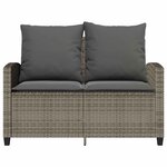 vidaXL Canapé de jardin 2 places coussins et table gris résine tressée