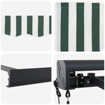 vidaXL Auvent Rétractable Vert et blanc 400 × 300 cm Tissu  Métal