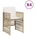 vidaXL Chaises de jardin avec coussins lot de 4 beige résine tressée